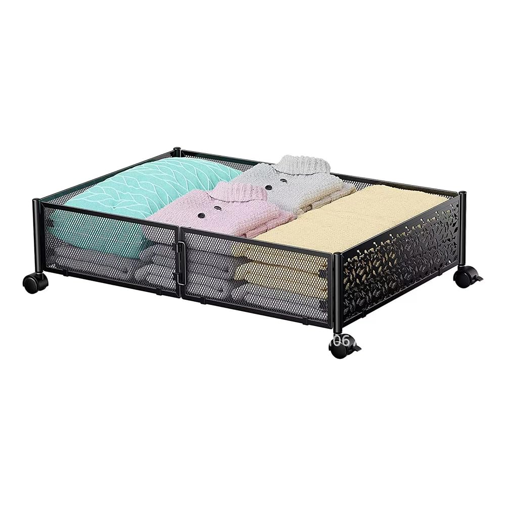 QXRSOP Under Bed Storage, Foldable Metal Under Bed Storage with Wheels and Dust Cover Strong and Premium Quality.