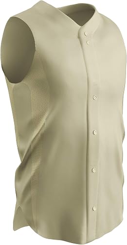 Champro Reliever Full Button Sleeveless Baseball Jersey, Adult 2X-Large, Natural