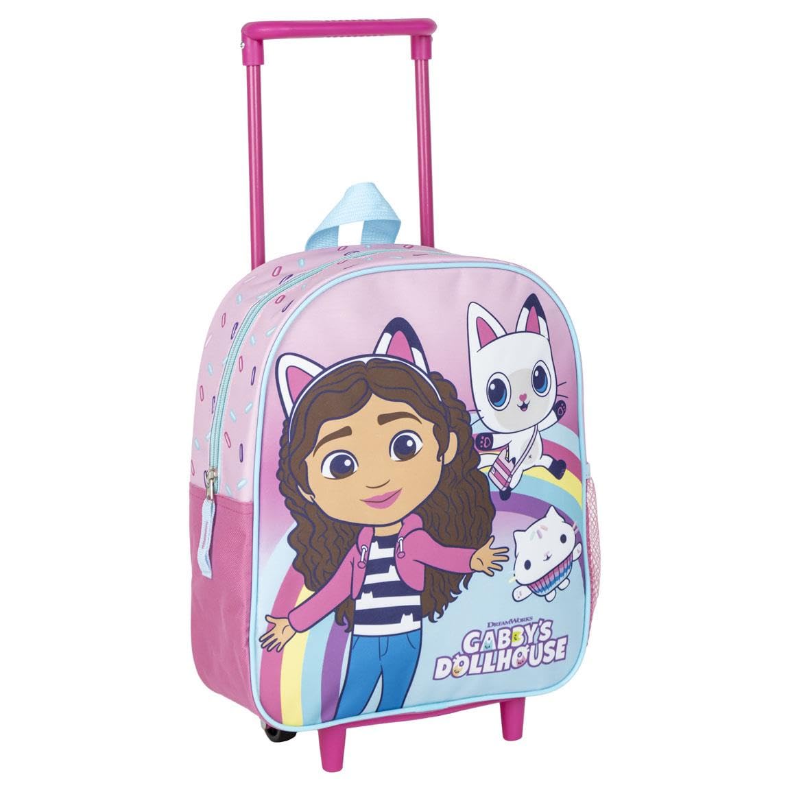 CERDÁ LIFE'S LITTLE MOMENTS Mochila Escolar Estilo Trolley de Gabby's Dollhouse - Color Rosa - 25x10x29 cm - Mochila de Carro Fabricada en Poliéster - Incluye Tacos Antideslizamiento - Producto Original Diseñado en España