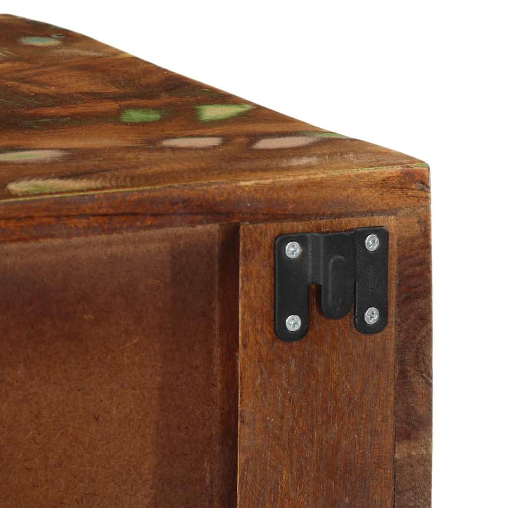 TV-Wandschrank aus massivem Altholz 60x30x19 cm, platzsparend, mit reichlich Stauraum für Wohnzimmer, Mediengeräte, DVDs, Blu-ray, HiFi und Gaming Zubehör