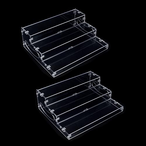 evron Paquete de 2 organizadores de almacenamiento y organización de despensa de plástico transparente para especias para gabinete y encimera