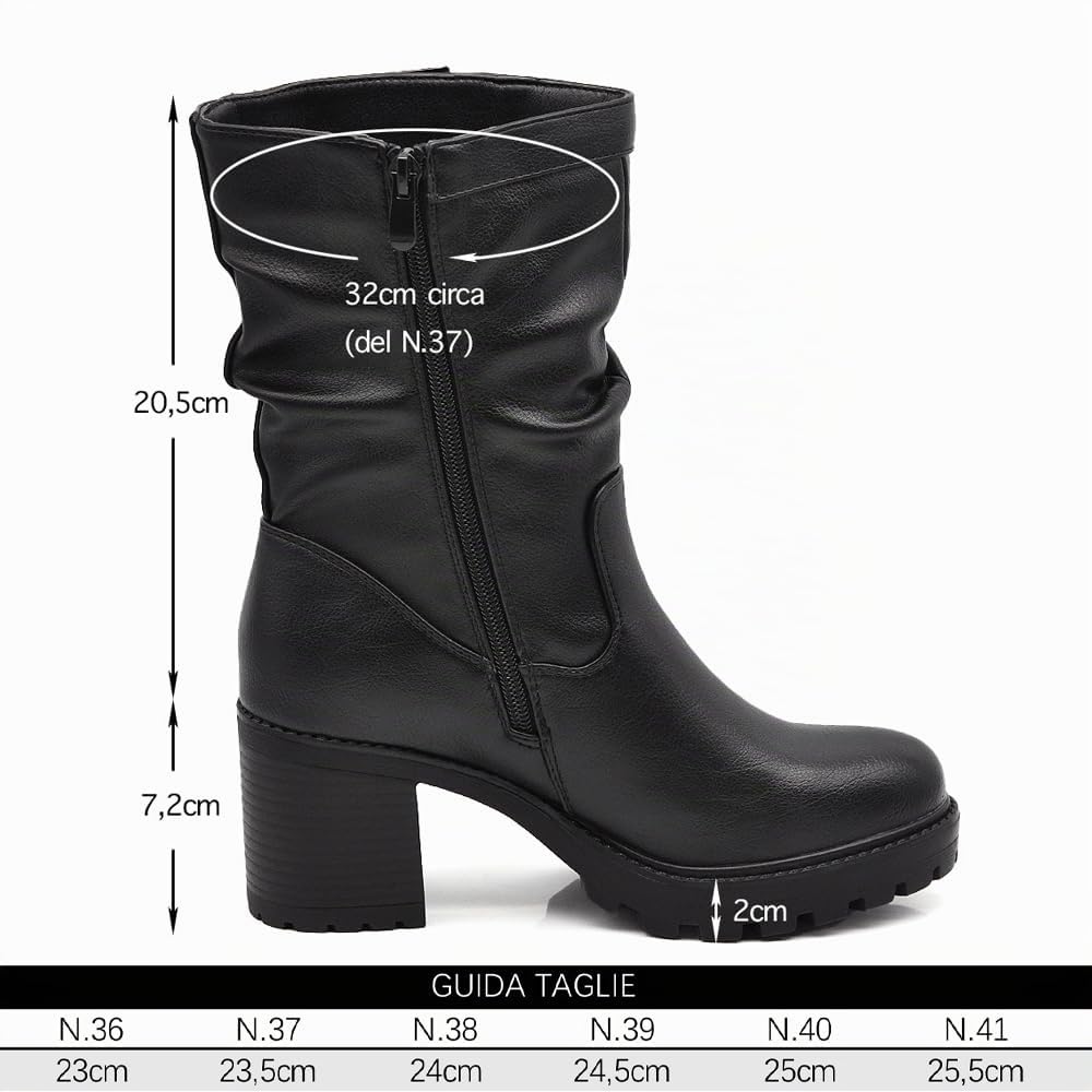 IF FASHION Stivaletti Tronchetti Chelsea da Donna In Pelle Sintetica Con Tacco Grosso Plateau 6629