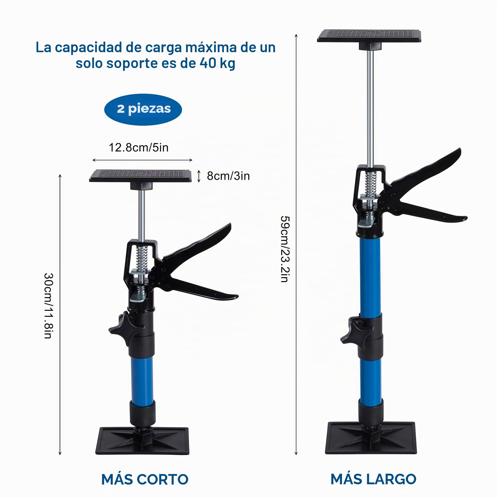Telescópicas de Soporte Antideslizante Sistema de Soporte Ajustable de Tercera Mano para la Instalación de Armarios de Baño y Paneles de Yeso Paquete de 2