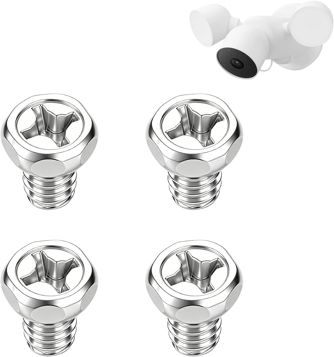 Replacement Screws Compatible with Google Nest Cam with Floodlight | 4-Pack Stainless Steel Cross Head Fasteners, Weatherproof Rust-Resistant Outdoor Security Camera Mounting Screws Accessories
