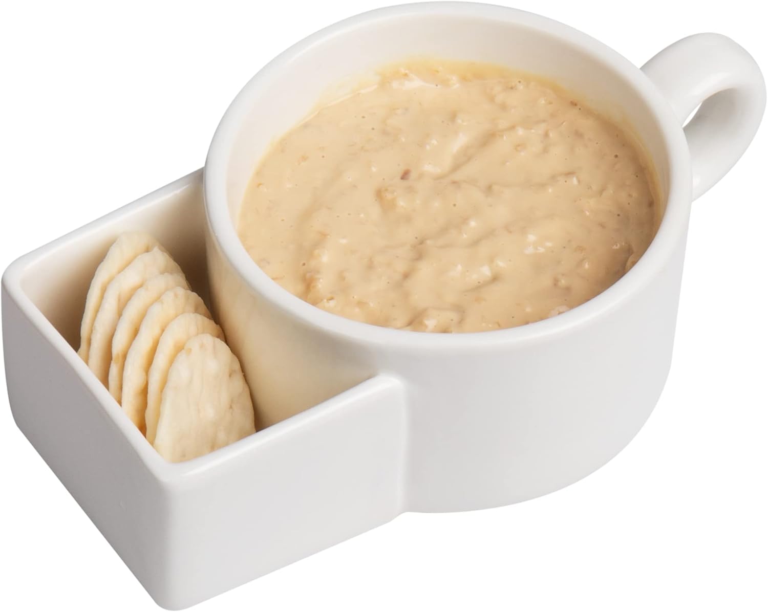  | Mind Reader Ceramic Soup and Crackers Mug Split Cup Cereal Bowl 2 Pack, 7" x 3.80" x 2.50", White: Soup Bowls