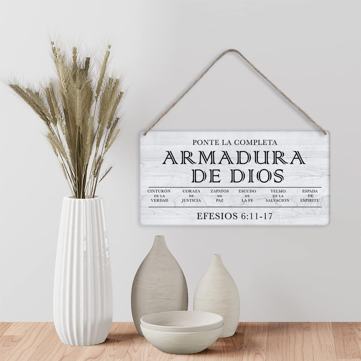 Bible Verse Home Wall Decor La Armadura De Dios Efesios 6:11 Scripture Signs Rustic Hanging Wall Plaque Wooden Christian Religious Sign - Image 6