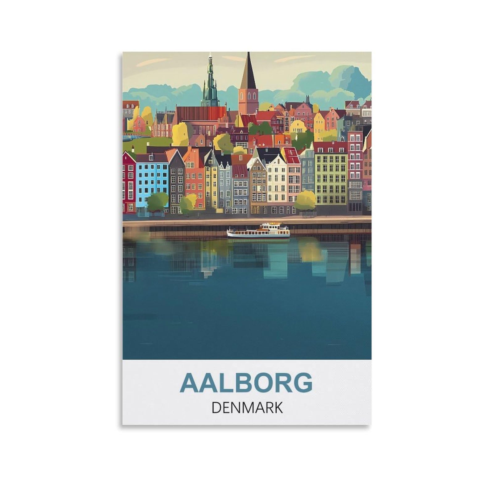 Cyyhgee Unframe-Style Aalborg Denmark Vintage Travel Poster 20X30inch(50X75cm) Canvas Poster Wall Art Living Room Home Decor