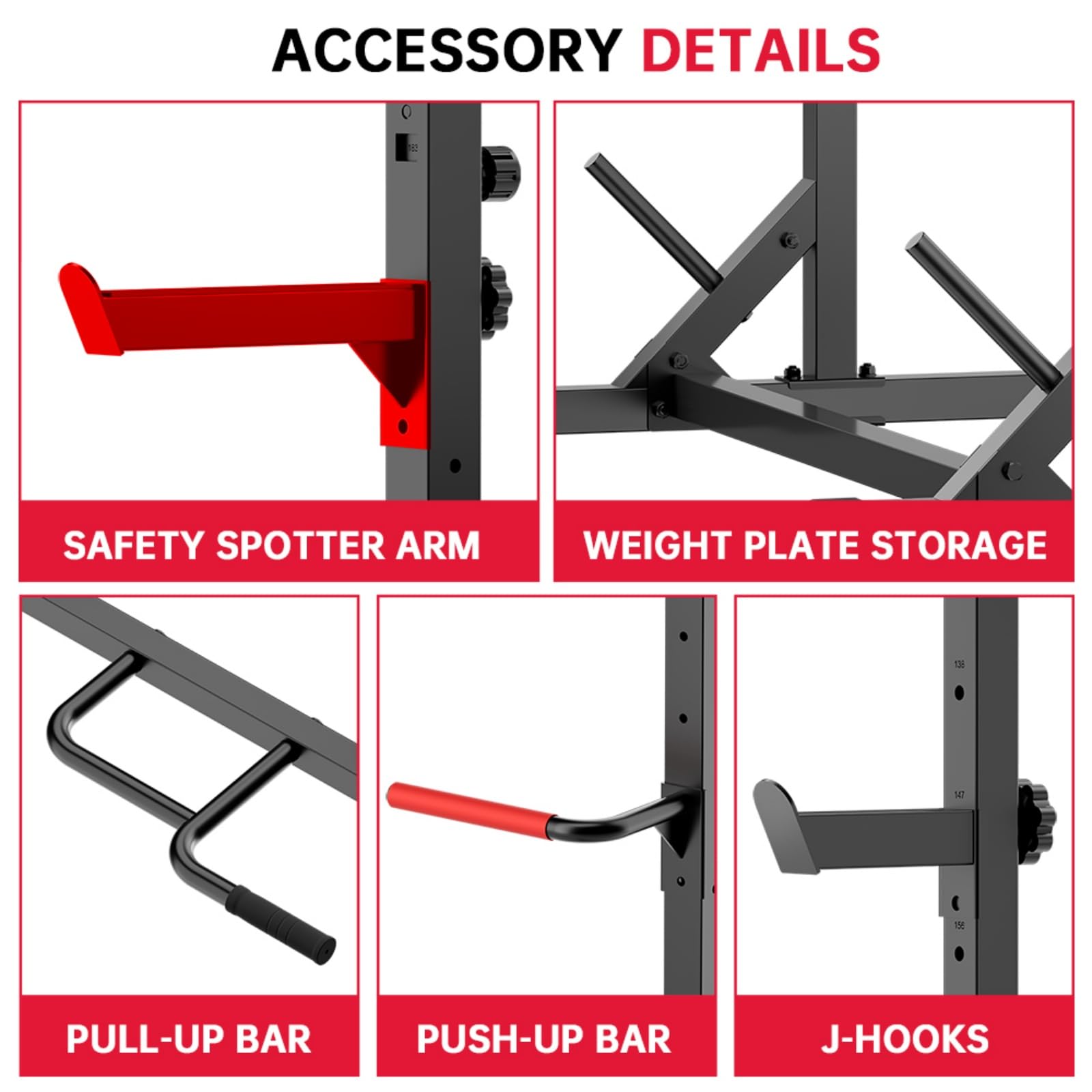 Multifunktionales Kniebeugen-Rack mit Klimmzugstange, voll verstellbare Kraftstation, 300 kg Tragkraft, Krafttraining für zu Hause