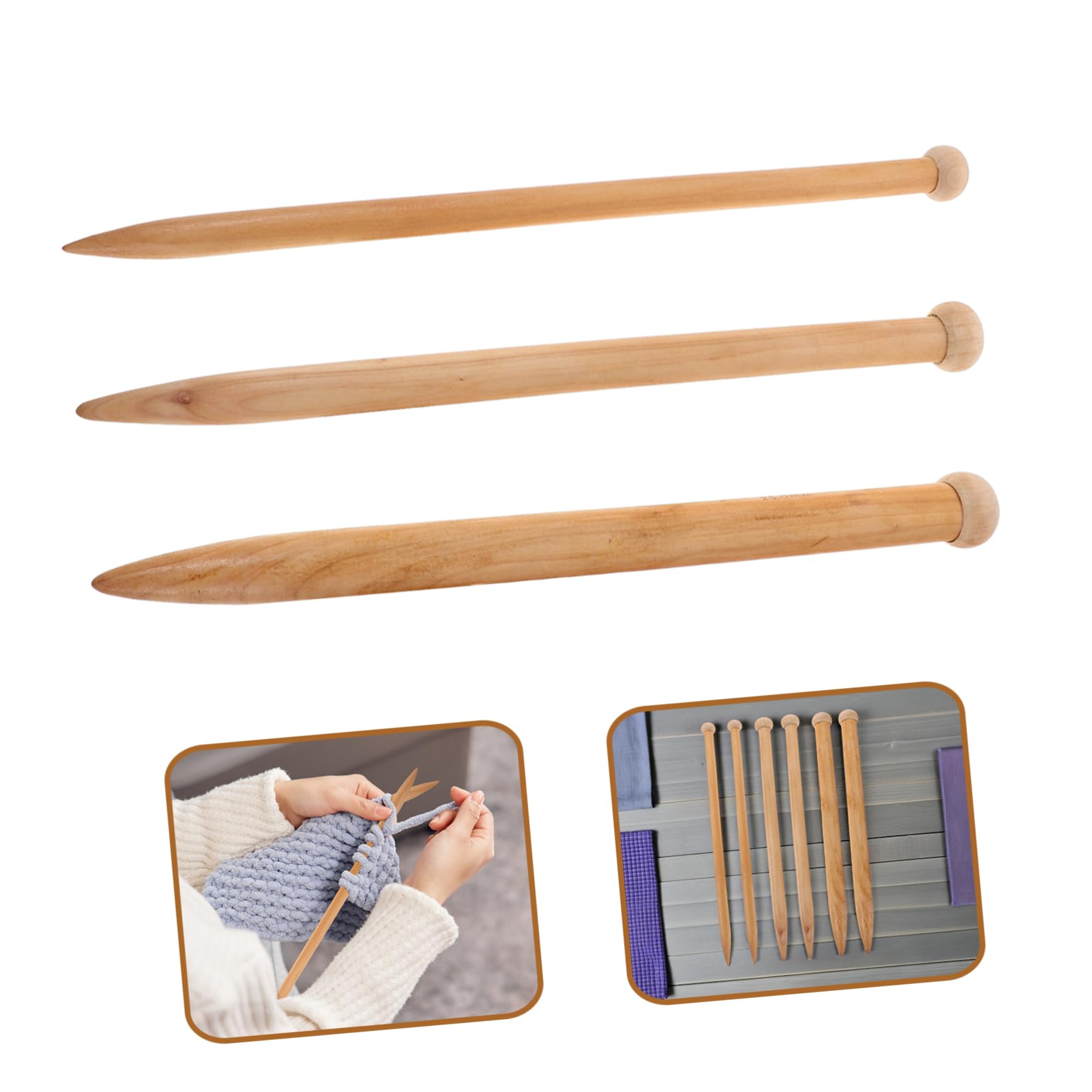 Gerade Holzstricknadeln 6 Stück Extra Groß für Handarbeit