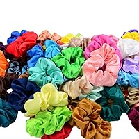 Vista 5 de Simnice Coleteros de seda grandes de satén para el cabello, 60 colores, bandas elásticas para el cabello, bandas elásticas para el cabello