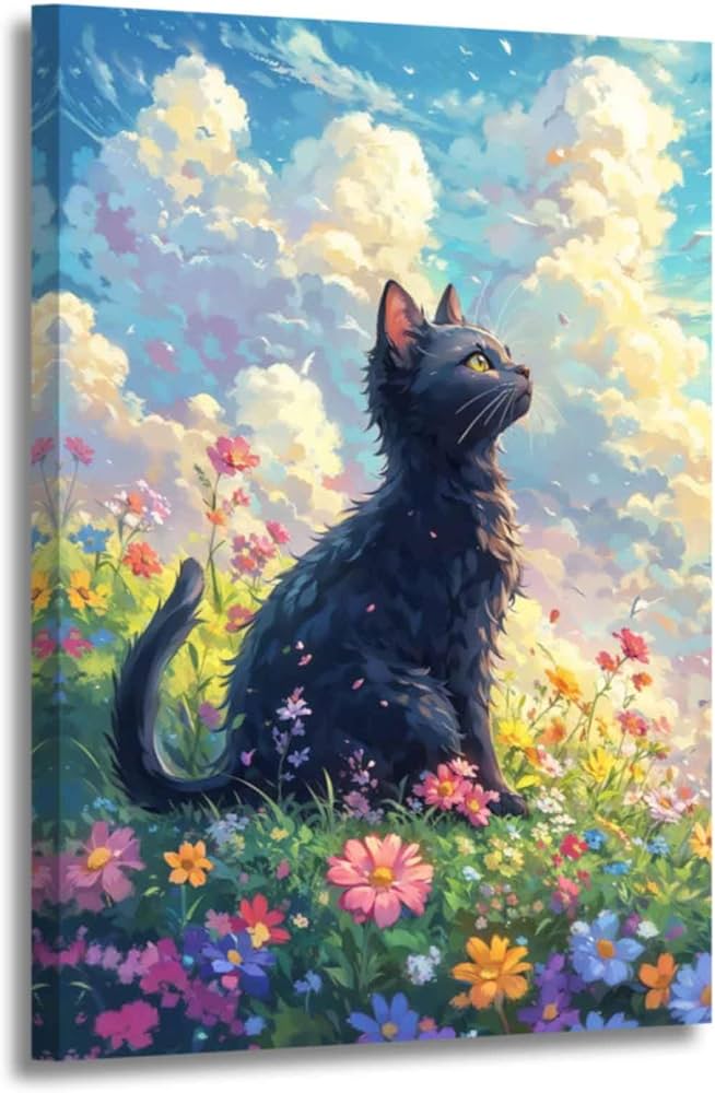 Amazon.co.jp: XLMDYYSW 黒猫 キャンバス ウォールアート クールな猫