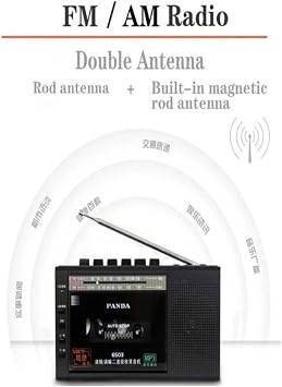 Panda 6503 25W Kaset Çalar Radyo USB/TF Kaydedici Bant Mikrofon Çok Fonksiyonlu Müzik Çalar, Siyah