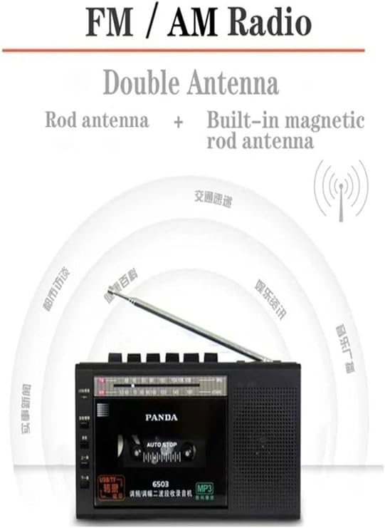 Panda 6503 25W Kaset Çalar Radyo USB/TF Kaydedici Bant Mikrofon Çok Fonksiyonlu Müzik Çalar, Siyah