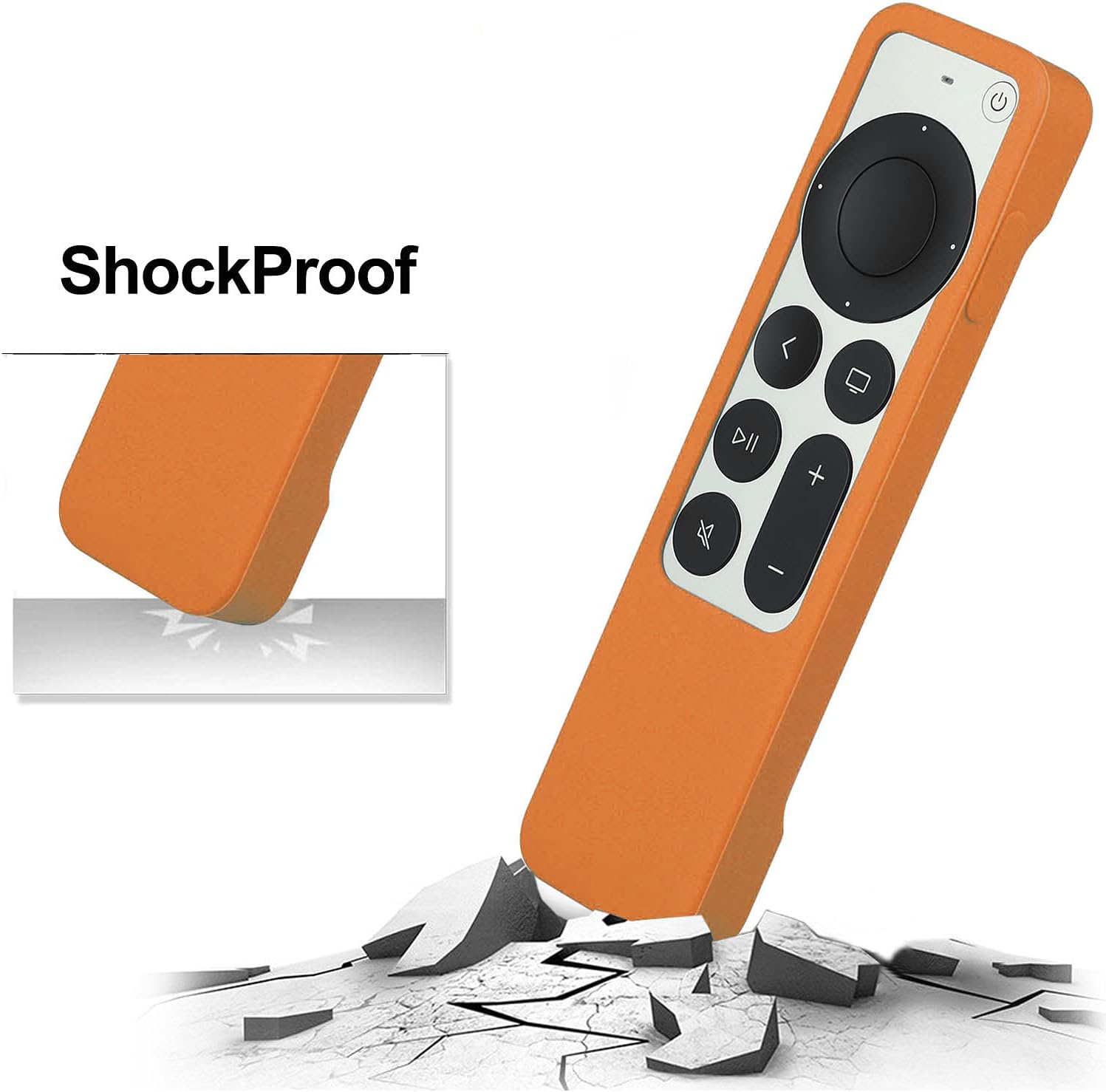 Remote Case for Apple TV 4K Siri Remote 2021 2022 - Auswaur Silicone Protective Remote Cover Case Compatible with Apple TV 4K / HD Siri Remote 2021 2022 Controller (2nd Gen/3rd Gen) - Orange