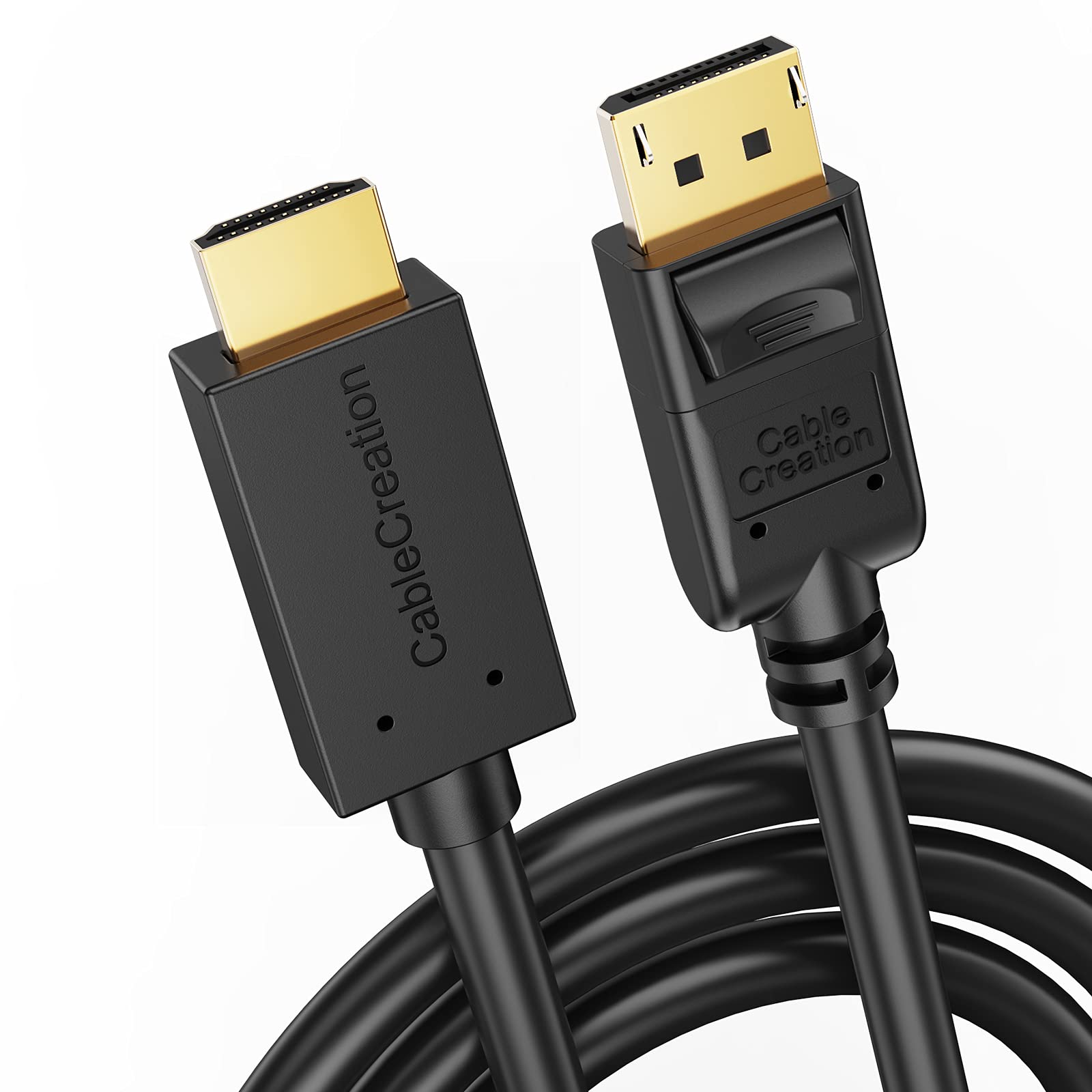 CableCreation 6 Pieds DisplayPort vers HDMI, plaqué or DP vers HDMI, 4K et 3D Audio / Video Converter, 1,83m / Noir