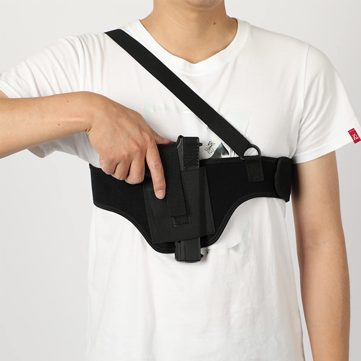 D. DUO Shoulder Concealed Holster, Universal Holster for Men and Women, Suitable for Small and Compact Pistols, Glock 19 26 42 43, Luger LCP, LC9, Sig P365 and Other Pistols of Similar Size