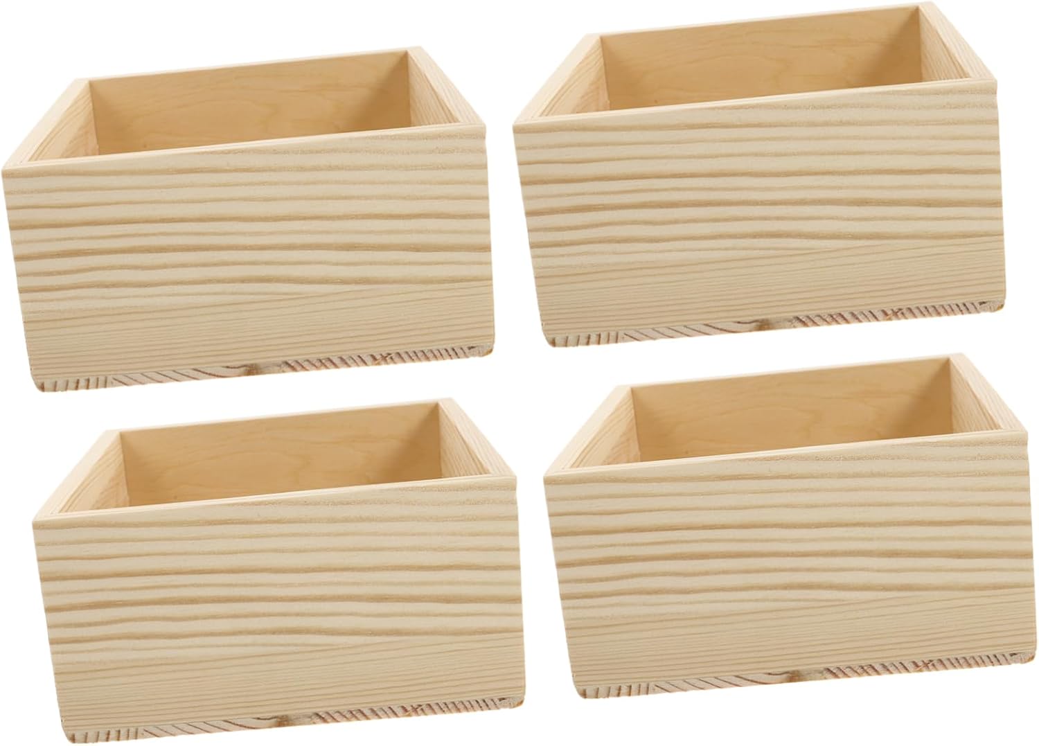 BESTonZON 4pcs Boxes Small Wooden Box Without Lid Ring