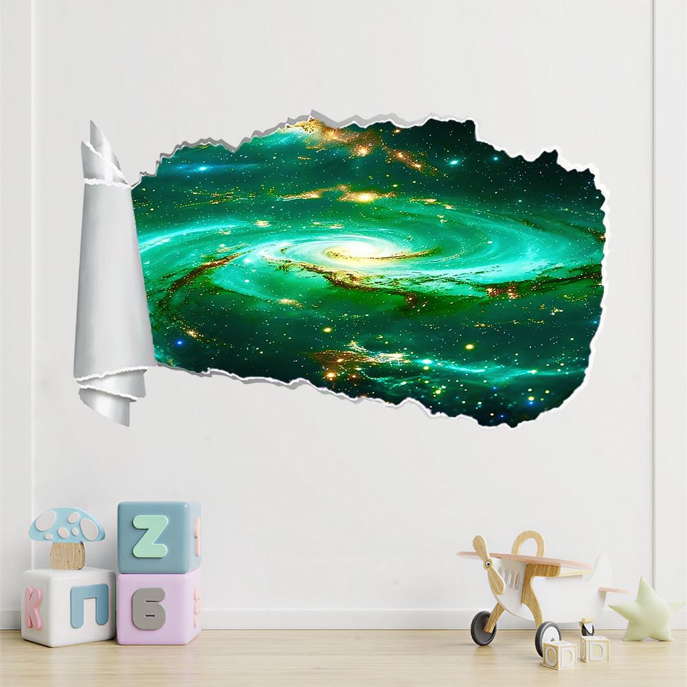 3D Wandaufkleber, Kosmischer Wirbel Durchbruch Wandtattoos Deko Wand Selbstklebend Grünfläche, Wand Aufkleber Wanddurchbruch Wandsticker für Zuhause, Schlafzimmer, Wohnzimmer