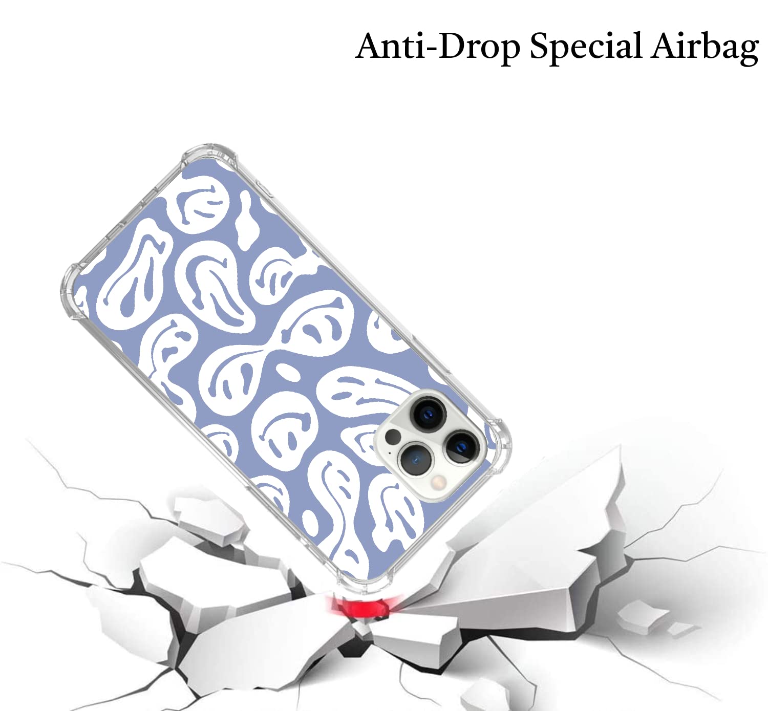 Amazon.com: Blue White Trippy Smile Face Phone Case for