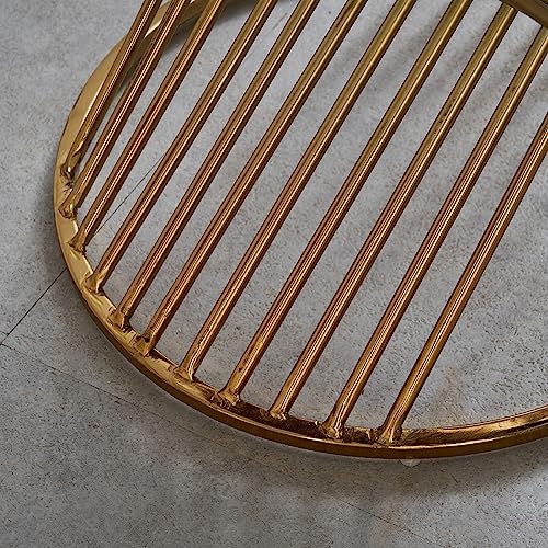 Image of Home Centre Opal Fabric Stool - Grey and Gold