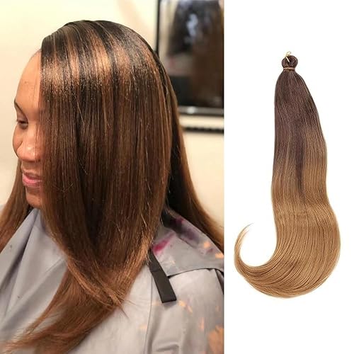 Miniatura 1 de Yaki - Cabello liso natural de ganchillo con extremo de rizo grande, rastas suaves pelo sintético trenzado (16 pulgadas (paquete de 3), OT427)