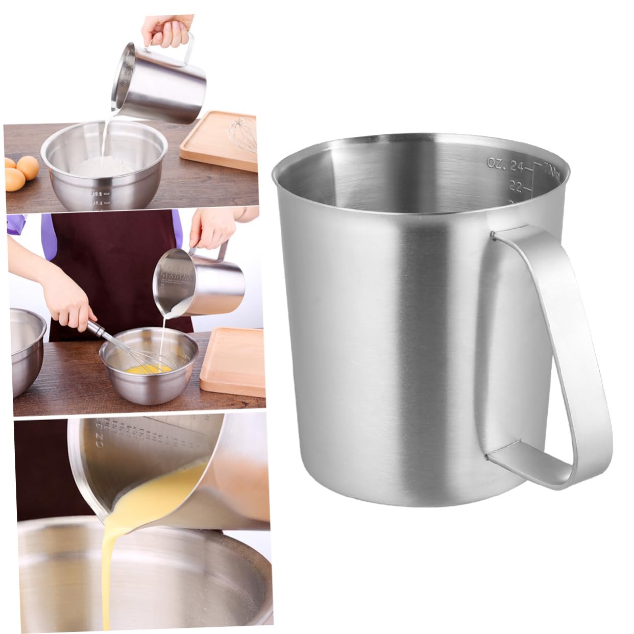 Taza Medidora Inoxidable con Graduación Utensilio de Cocina para Hornear Ligero y Duradero Fácil de Limpiar para Líquidos y Sólidos Repostería y Cocina Diaria