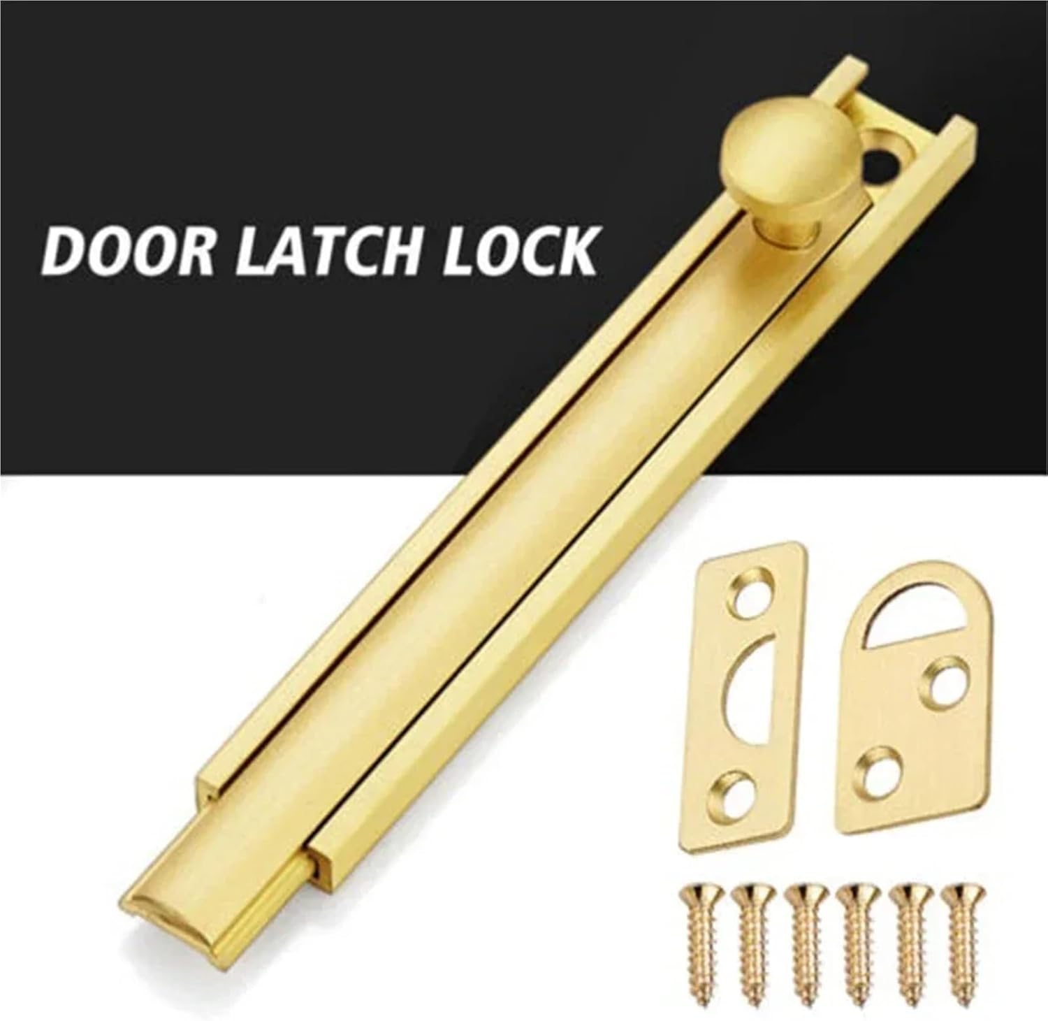 Door Bolt 8Set Barn Slide Bolt Door Latch Lock Brass Home Security Hardware with Screw Anti Theft Windows for Recessed Doors, Flush Gates(Gold 2inch)