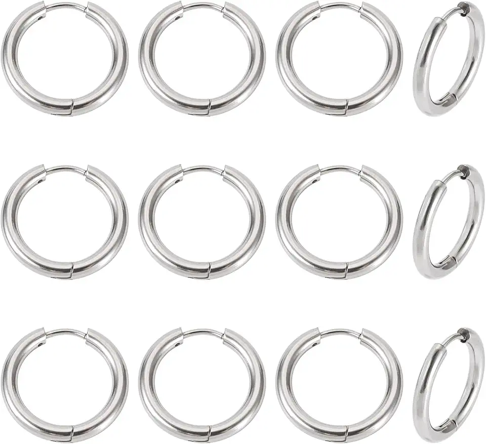6 pares de brincos de argola de aço inoxidável com círculos pequenos para homens e mulheres piercing múltiplo cartilagem argola brincos empilhados joias