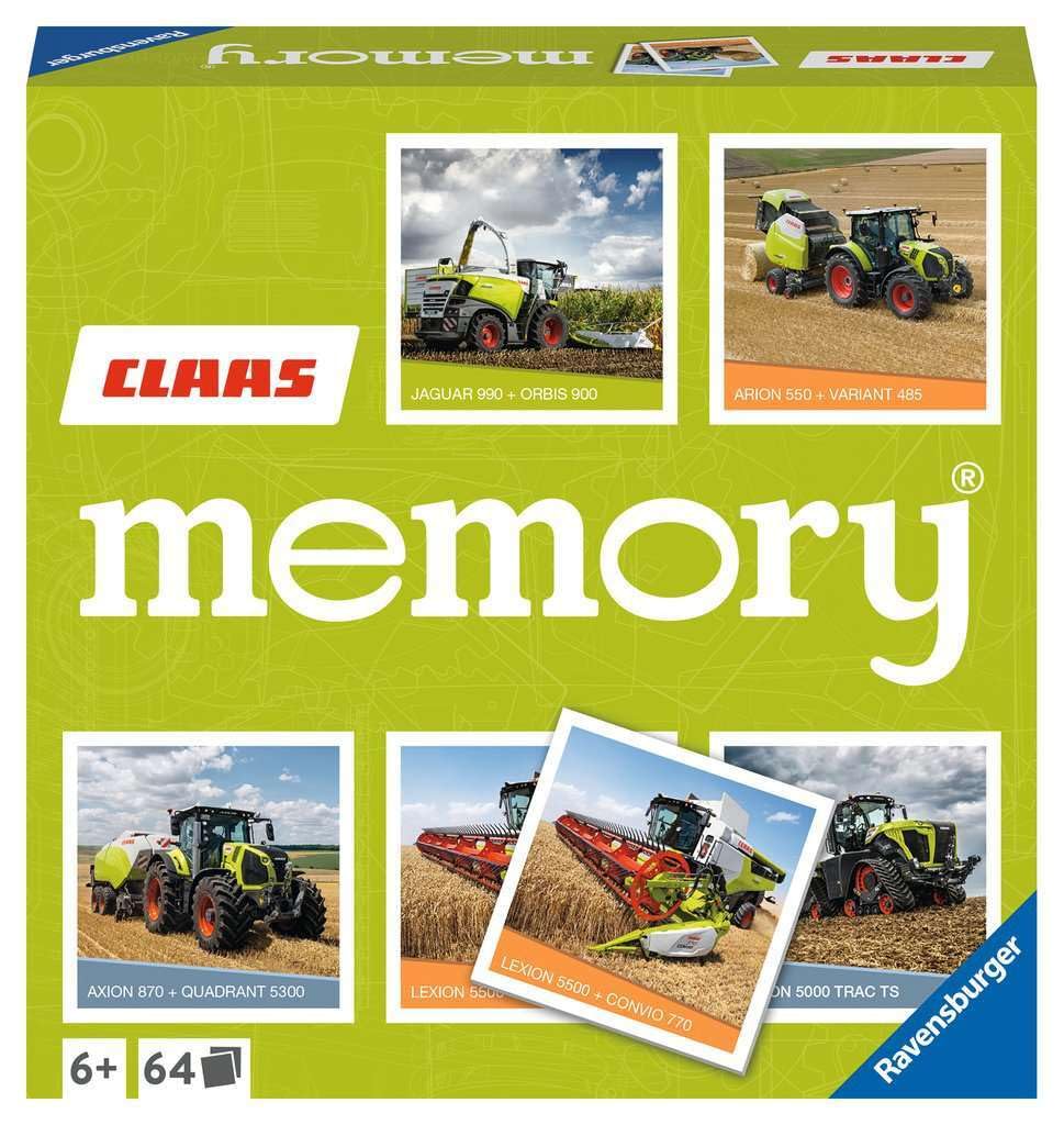 Ravensburger CLAAS memory - 20882 - klasyczna gra dla wszystkich fanów maszyn rolniczych, gra pamięci dla 2-8 graczy w wieku 6 lat i starszych