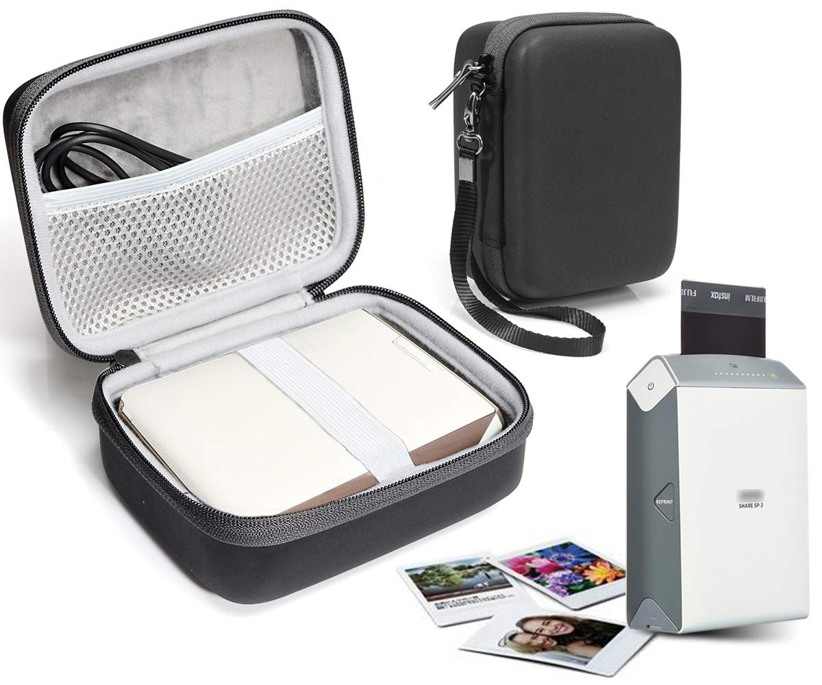 WGear Protective Case for Fujifilm INSTAX Share SP-2 Smart Phone Printer, Mesh Pocket for Cable and Printing Paper (Matte Black)
