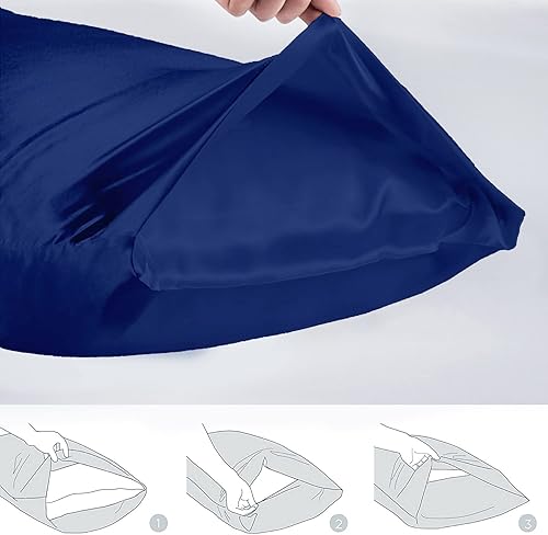 Miniatura 10 de FOX-TECH Juego de 2 fundas de almohada de satén para cabello y piel, súper suaves y suaves con cierre de sobre, funda de almohada de seda tamaño