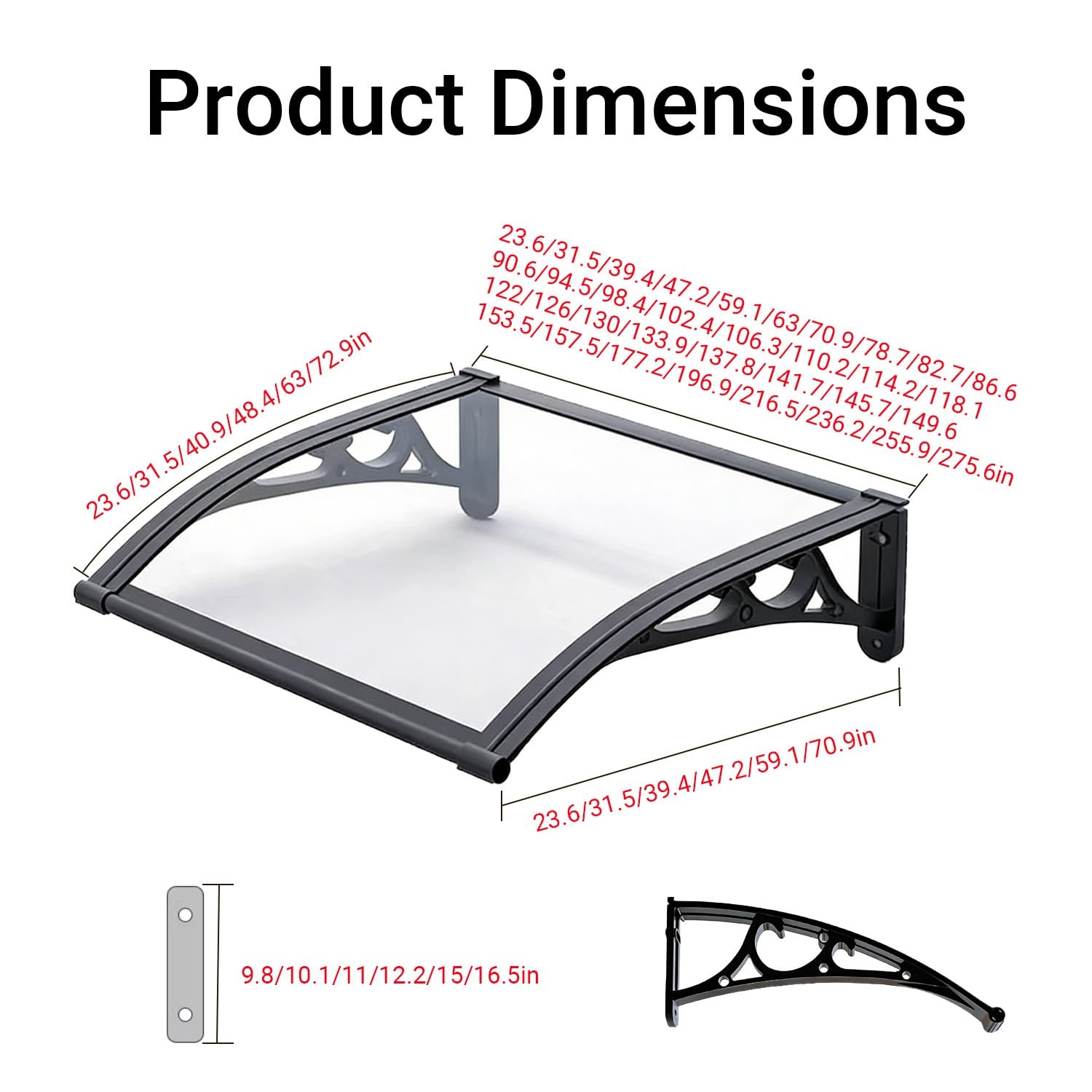 Ning per porte d'ingresso per porte esterne porta anteriore patio UV / pioggia / ow proteggere forte e esterno ning per portico/patio/terrazza (C 99 x 401 cm)