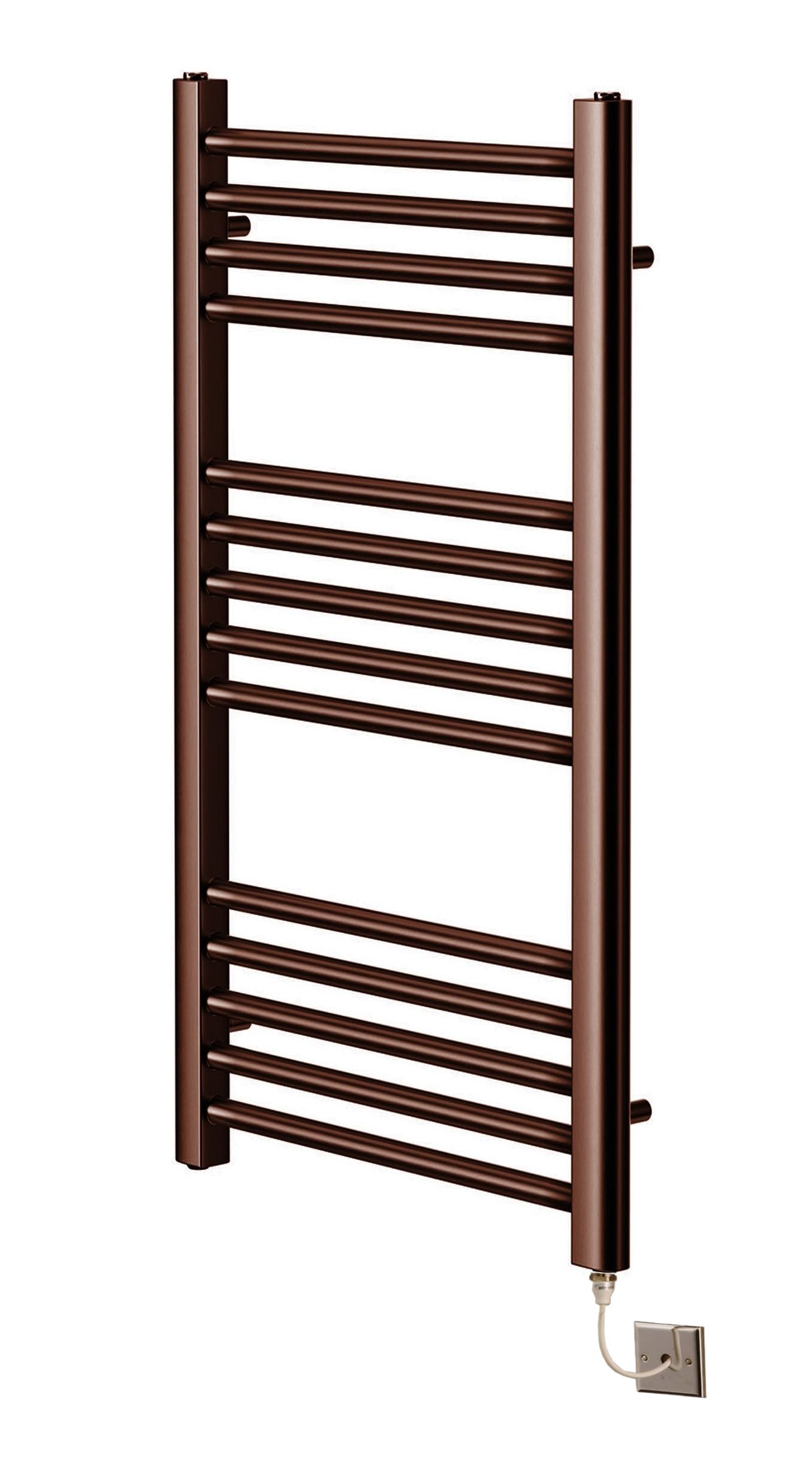 Greened House Brushed Bronze Electric Heated Towel Rail 500mm W x 800mm H Straight Flat Towel Bathroom Radiator Wall Mounted