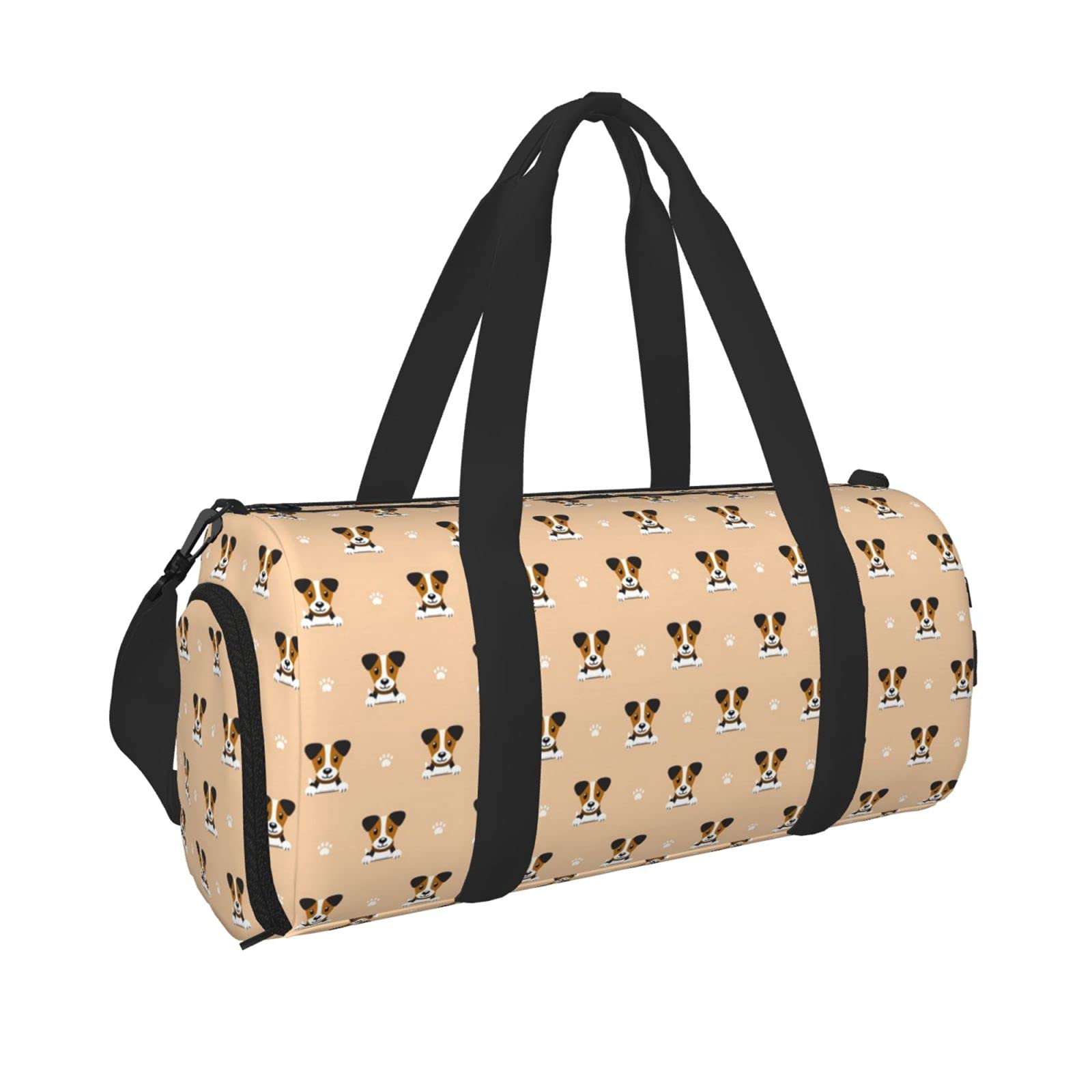 Fun Russell Terrier Sports Gym Bag with Wet Pocket & Shoes Compartment, Travel Duffel Bag for Men Women