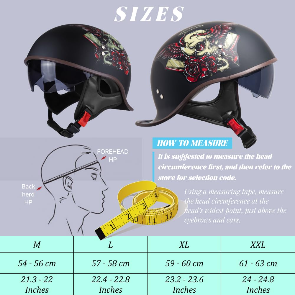 Casco Moto Abierto Retro – Casco Jet Clásico con Gafas Vintage, Homologado ECE 22.06, Ligero para Scooter, Motos Custom y Cafe Racer