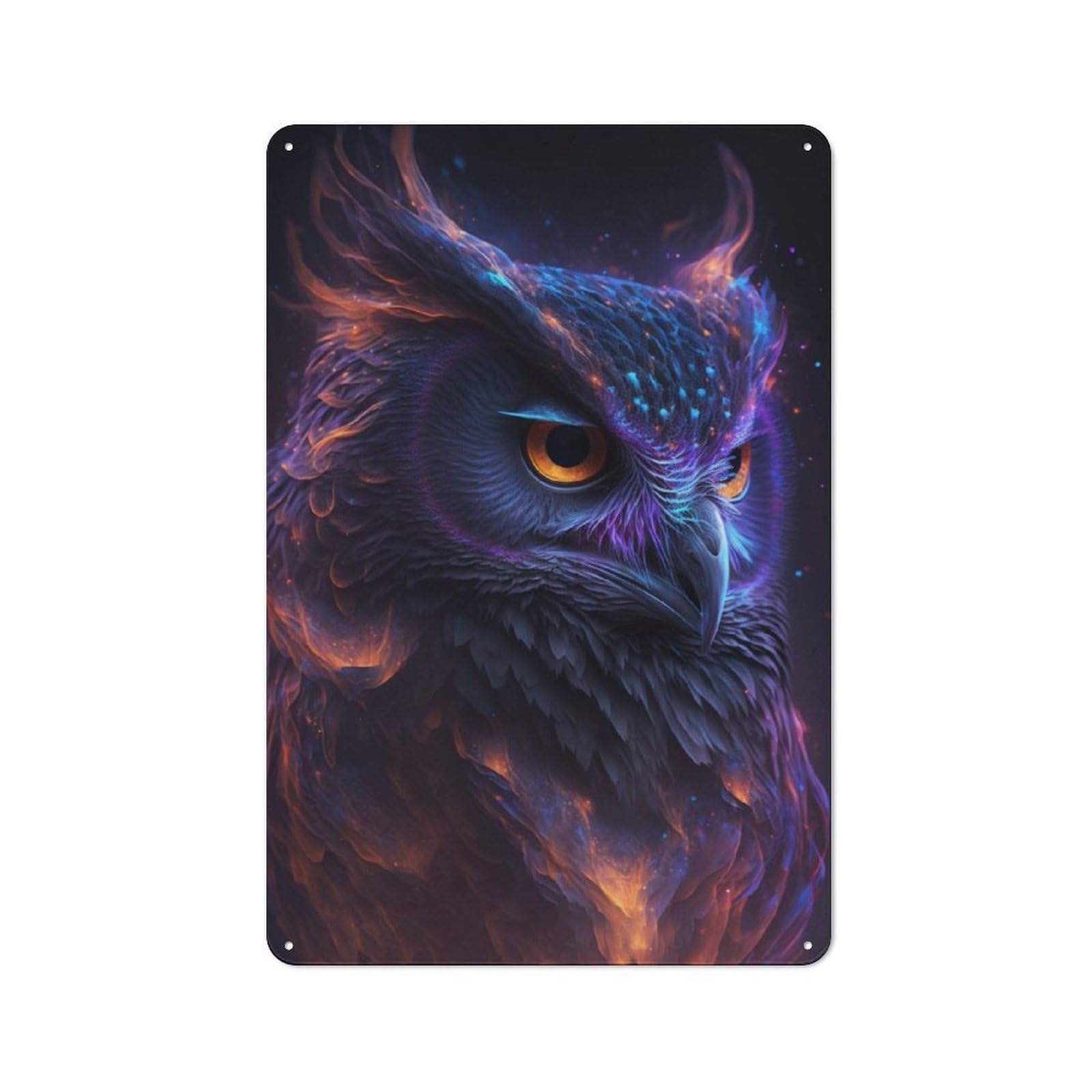 Junmoney Galaxy Owl Bird Retro Metal Sign 30X20cm For Garden Room Or Summerhouse, For Garden Room Decor Fans