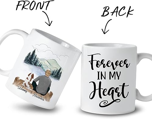 Miniatura 2 de Gossby Taza personalizada para papá con perro, Forever in My Heart, regalo personalizado para hombres amantes de los perros con diseño, nombres,