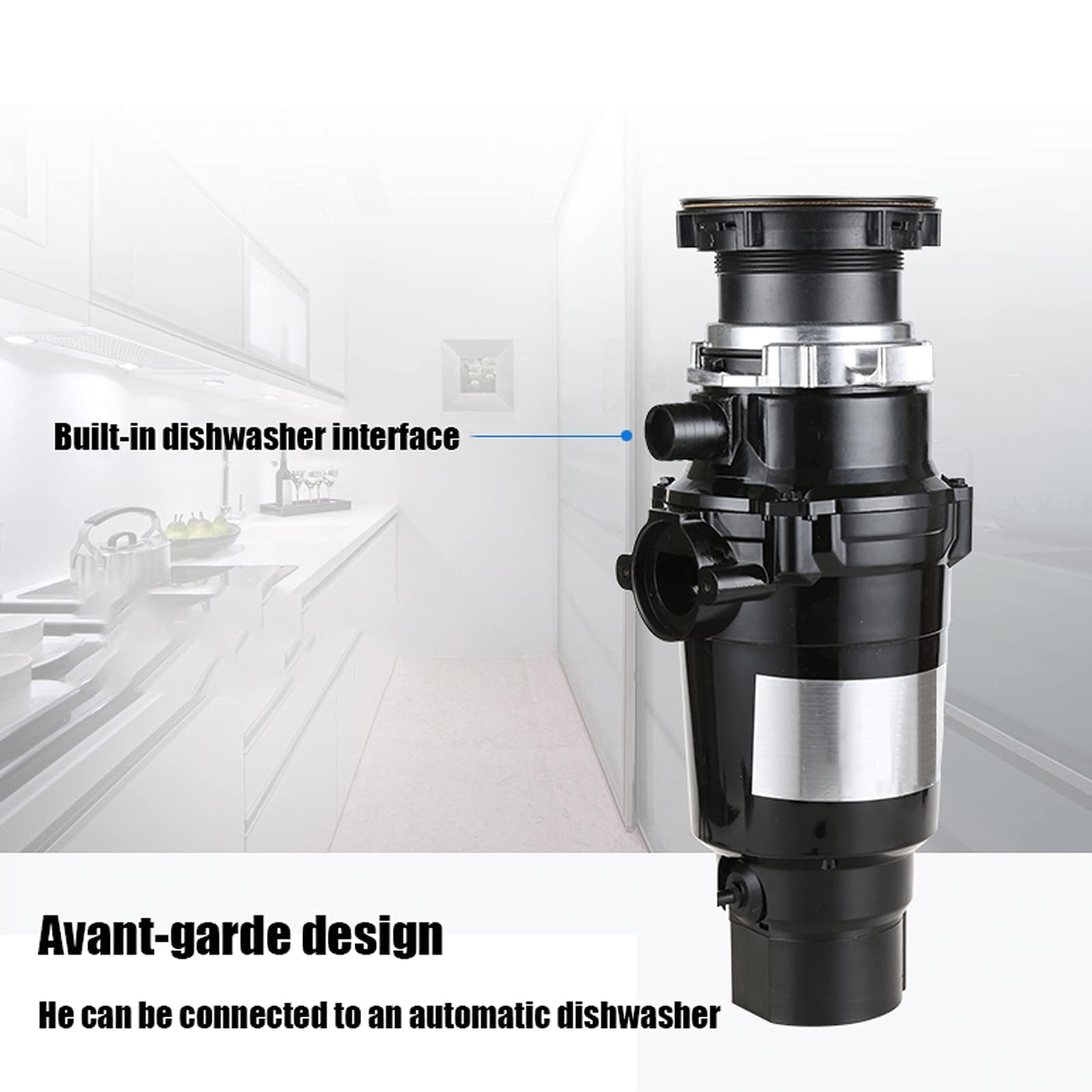 Triturador de residuos de alimentos, triturador de basura de cocina, sistema de molinillo de acero inoxidable para fregadero de cocina con interruptor de aire, molinillo de alcantarillado doméstico