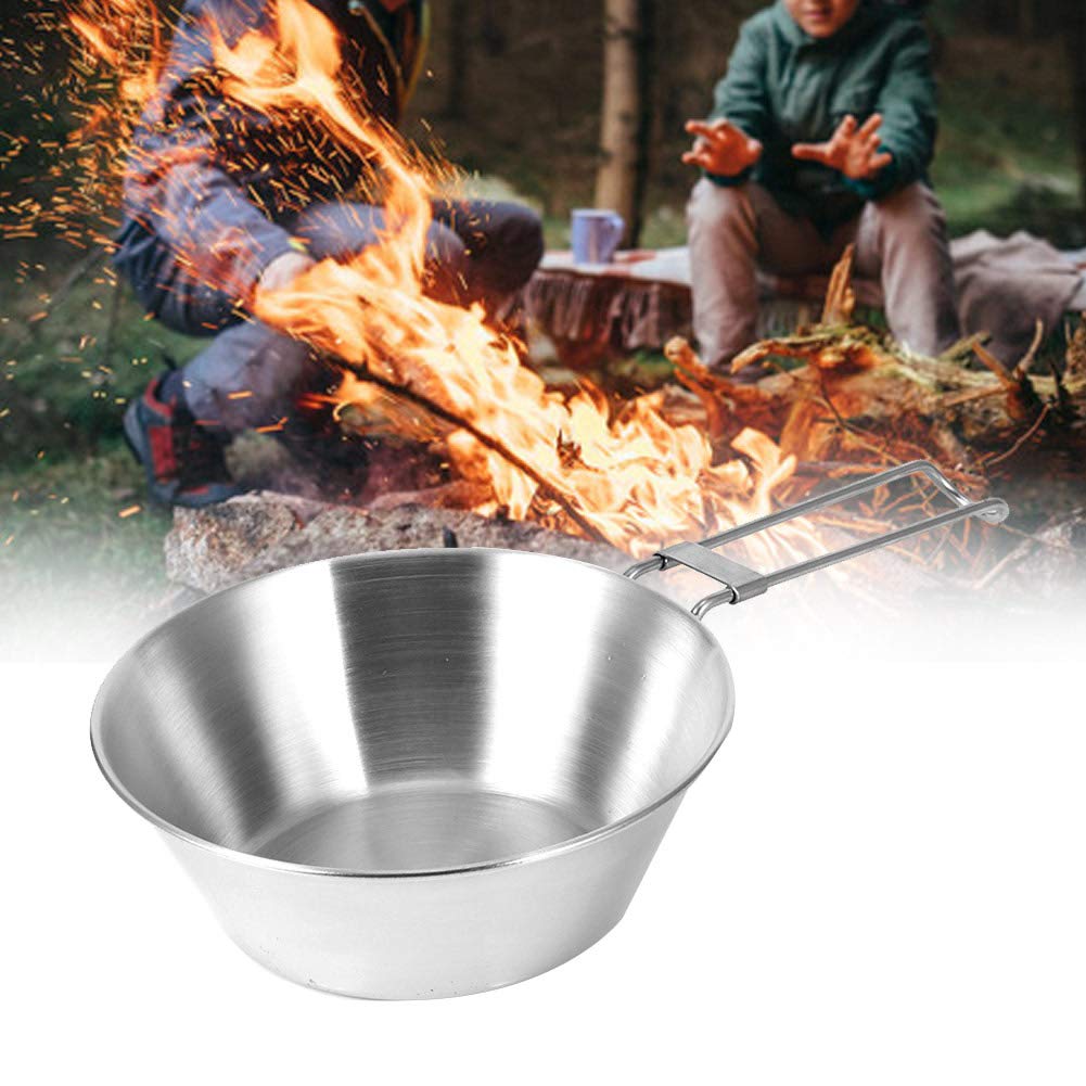 Outdoor Thicken 304 Stainless Steel Folding Portable Picnic Bowl Camping Cookware Utensils Compact Lightweight Durable for Camping Picnic Hiking Kitchen 120x40mm