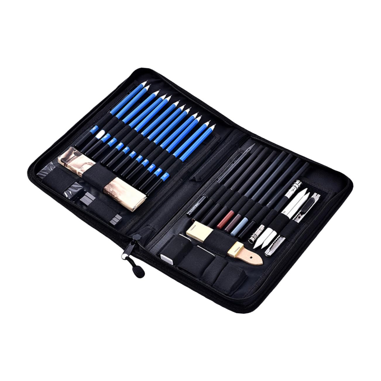 NUOBESTY Ensemble de 40 Crayons de Dessin en Bois pour Croquis et Dessin Artistique, Bien Organisé Paquet de Rangement