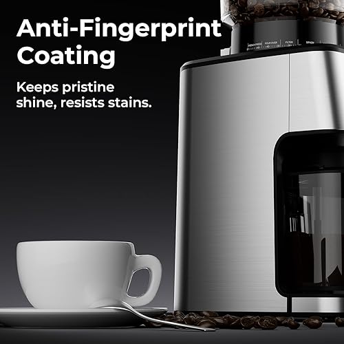 Miniatura 7 de Molinillo de café de rebabas, molinillo de café eléctrico con 51 ajustes de molienda, temporizador de precisión, molinillo de espresso de acero