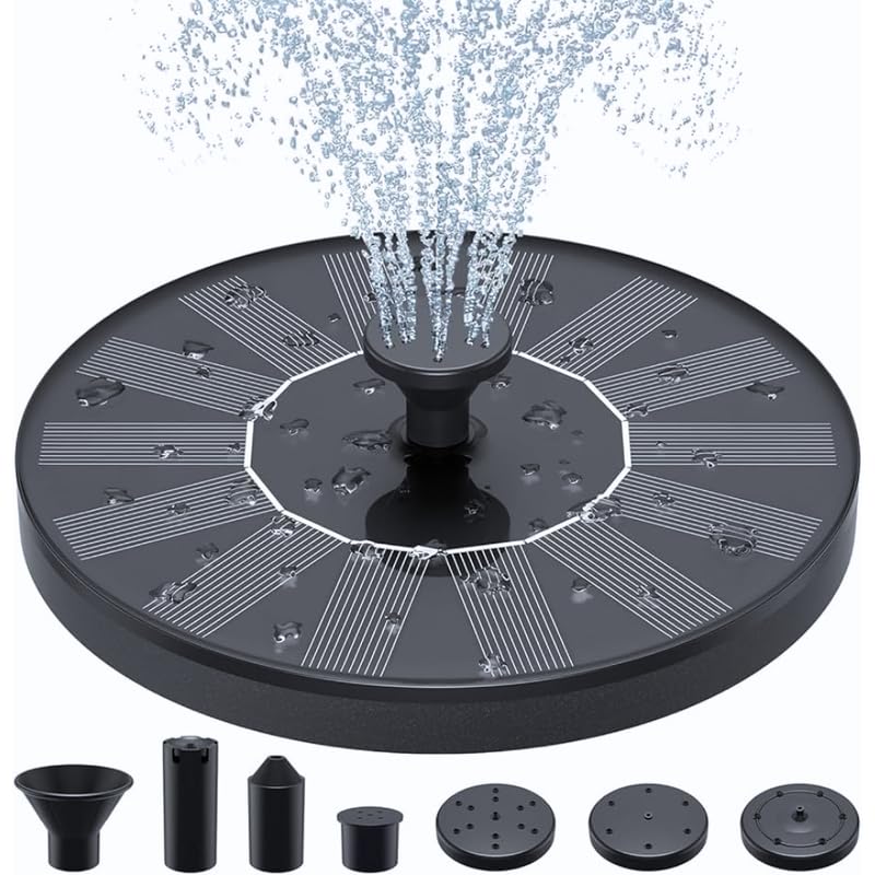 Elevea 𝟏𝟓-𝐘𝐞𝐚𝐫 𝐋𝐨𝐧𝐠-𝐋𝐢𝐟𝐞 𝐖𝐚𝐫𝐫𝐚𝐧𝐭𝐲 Solar Powered Floating Fountain Pump with Multiple Spray Nozzles for Bird Bath| Automatic Solar Water Fountain for Garden Decoration