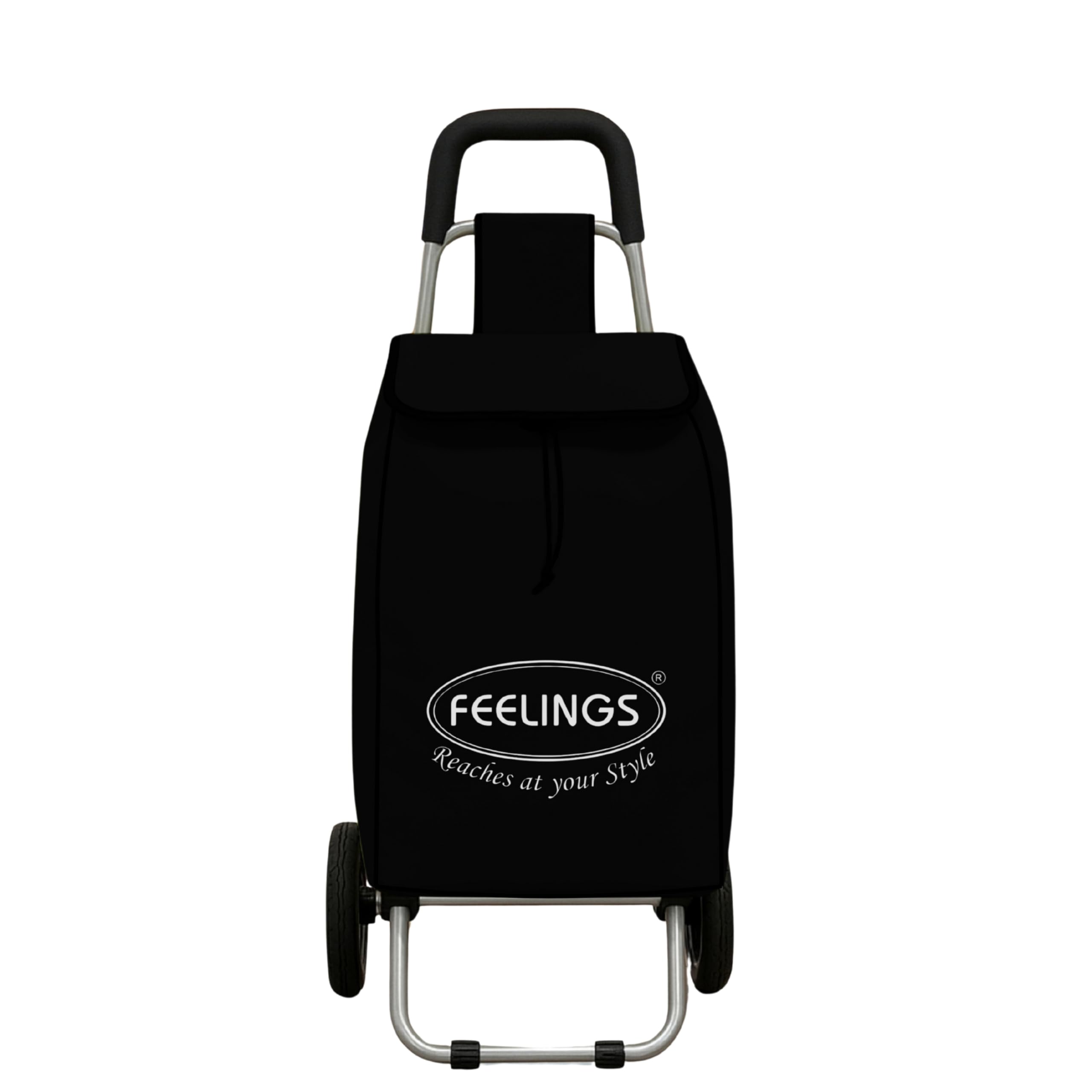 feelings Folding Essential Shopping Trolley | Fabric Luggage Bag with Wheels | Shopping Cart | Shopping Trolley with Wheels | Portable Trolley | Foldable Shopping Bag, Black