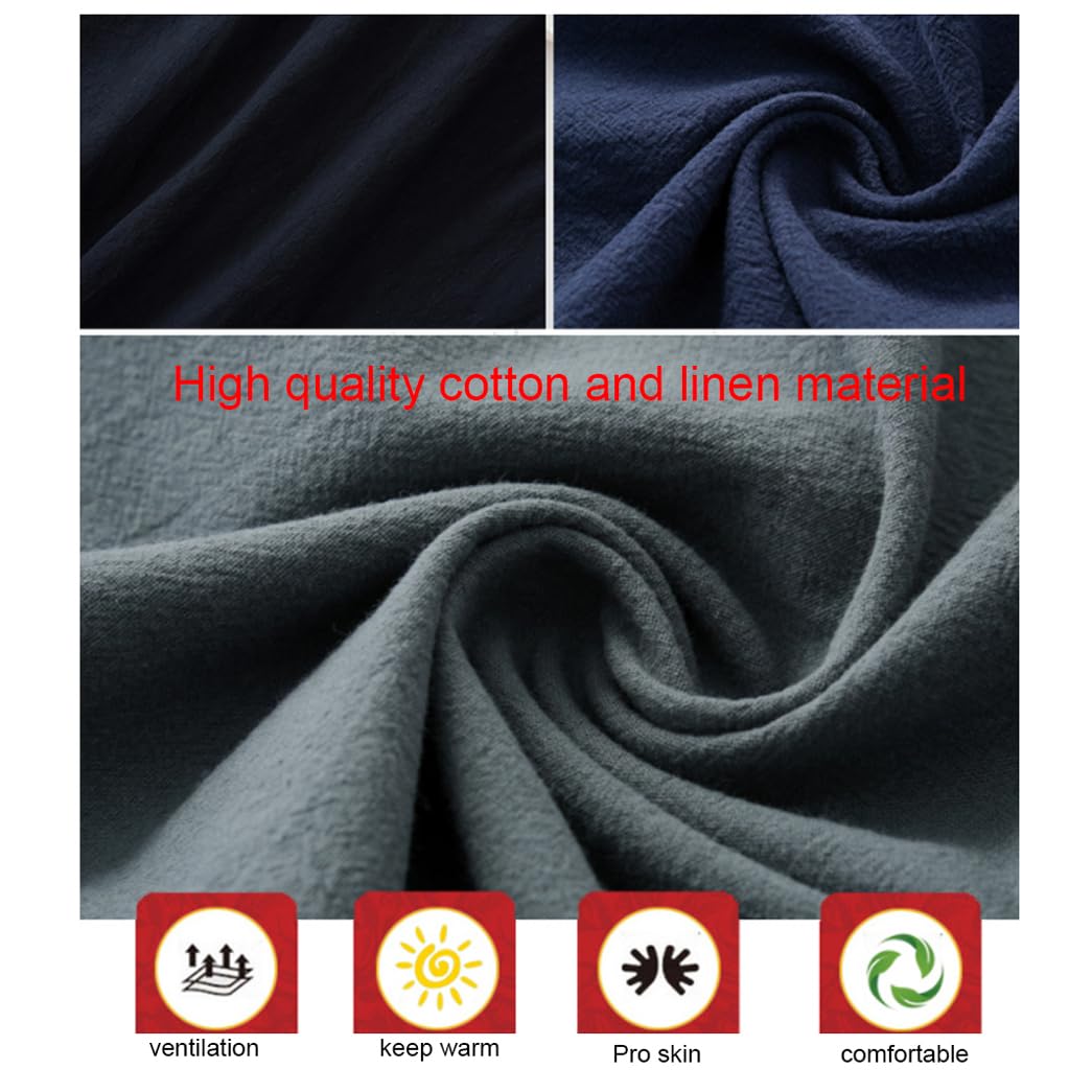 ZHOUXIAO Baumwollwäsche Tai Chi Uniform Männer Kung Fu Kleidung Langarm chinesische traditionelle Kleidung, großer Tanganzug Hanfu Hosen Jacken Kampfkunstanzug Meditation Kle blue-M