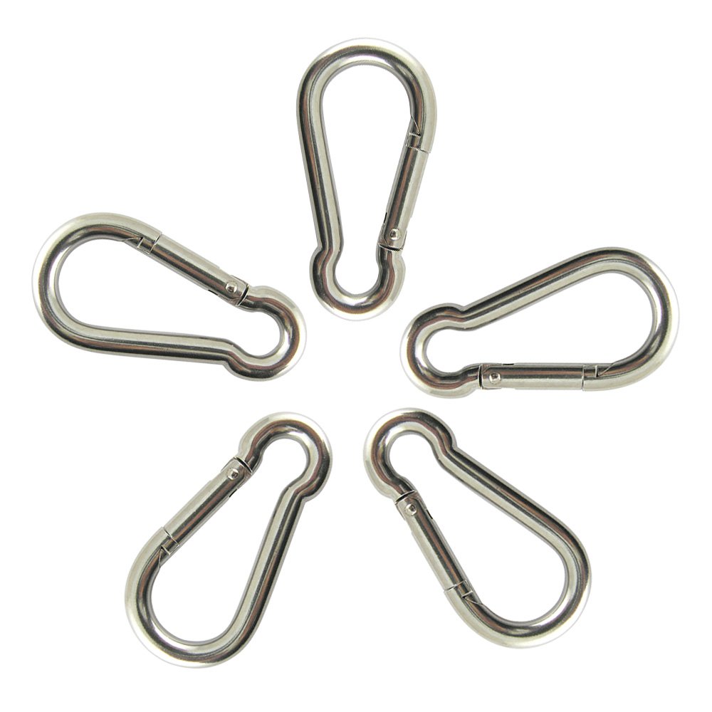 Proteus Stainless Steel 316 Spring Snap Hook for Keyring, Home, RV, Camping, Fishing, Diving, Traveling, Hiking, Dog Leash, Backpack in Size 1/4 inch, Pack of 5