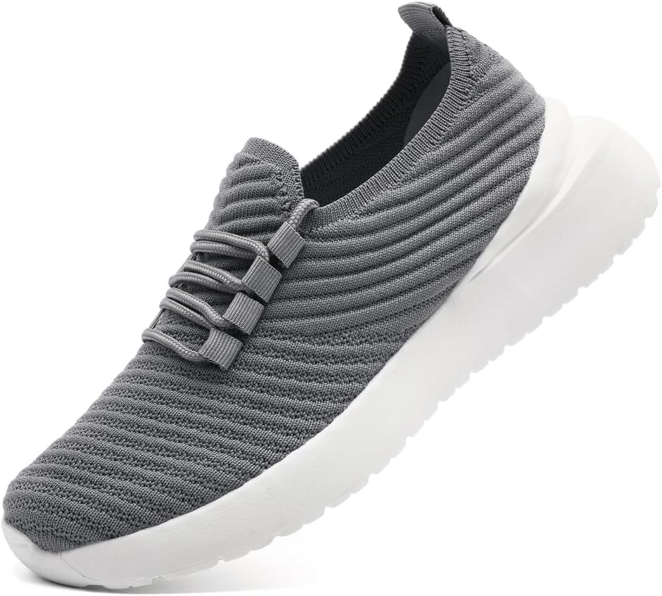 Running Shoes for Women Slip on Casual Walking Tennis Sneakers Non Slip Breathable Lightweight Mesh Workout Gym Hiking Sports Trainers Light_Gray_W Size US 8