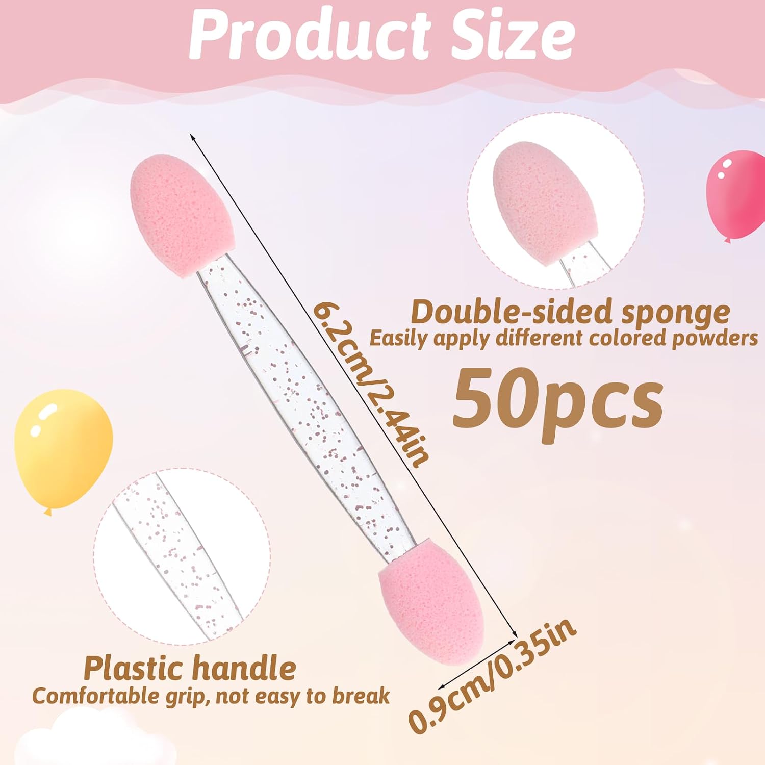 Dual-Sided Chrome Applicator for Nails, 50PCS Chrome Powder Applicator Eyeshadow Sponge Applicators Disposable Eyeshadow Brush Eye Shadow Sponge Sticks for Nails Eye Makeup Salon Supplies, Pink