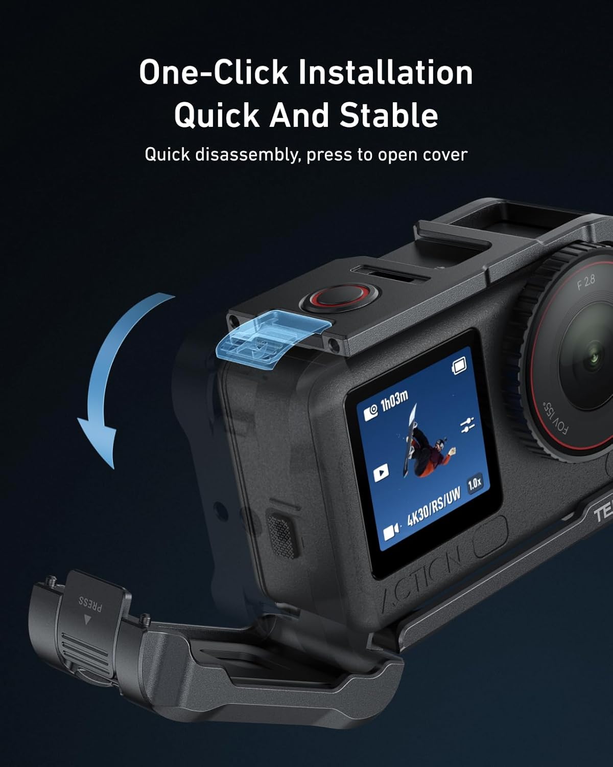 TELESIN Aluminum Alloy Protective Frame Case for DJI Osmo Action 6 Camera, Quick-Release Metal Rabbit Cage Protective Frame Housing Sleeve with 1/4" Screw and Cold Shoe - Image 5