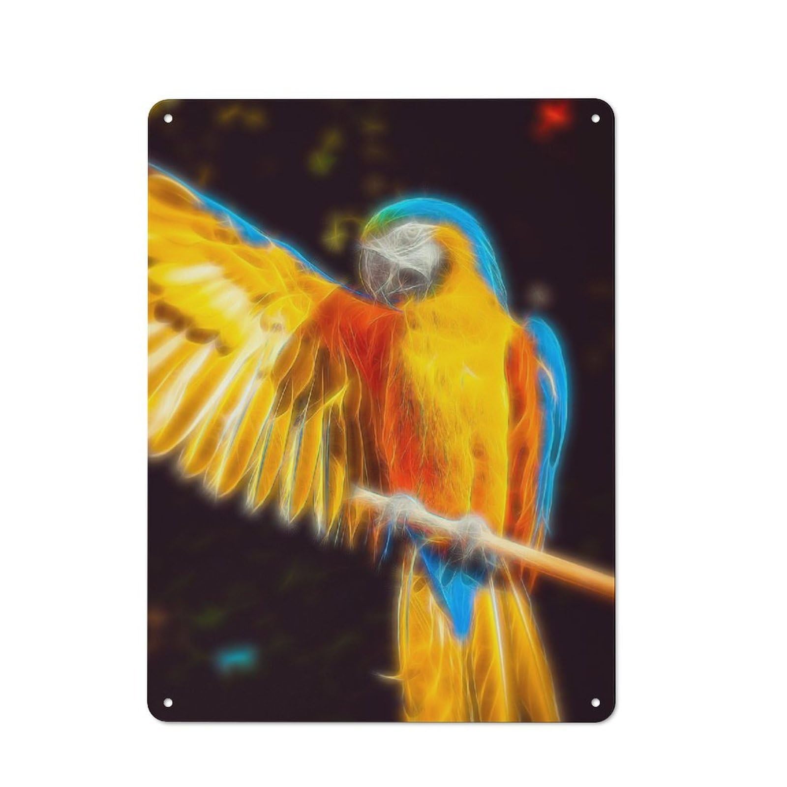 Junmoney Parrot Fractal For Lounge Or Reading Corner, Retro Metal Plaque 40X30cm, For Vintage Wall Decor Fans, For Metal Sign Collectors