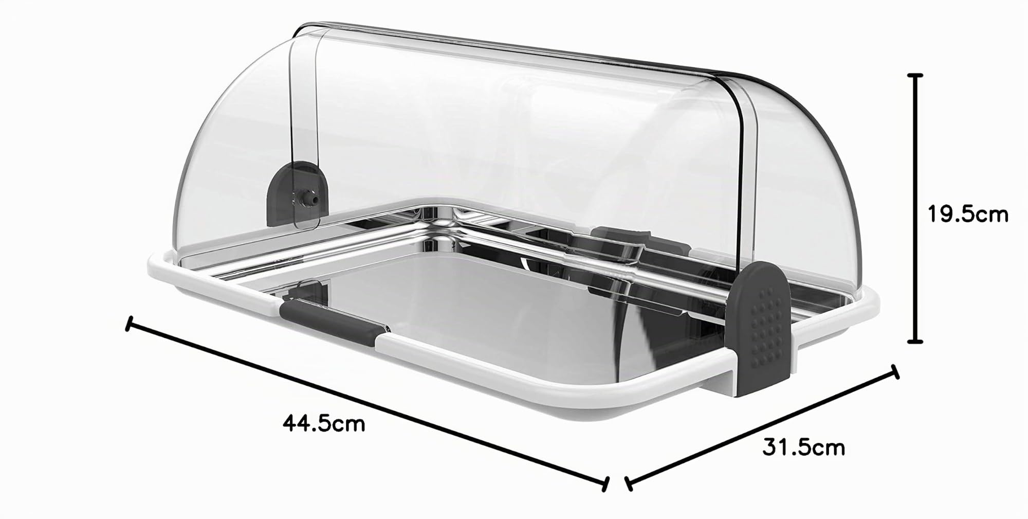 BIESSE Classica Polybox Grande con Vassoio Acciaio, Bianco, 44.5 x 31.5 x 19.5 cm